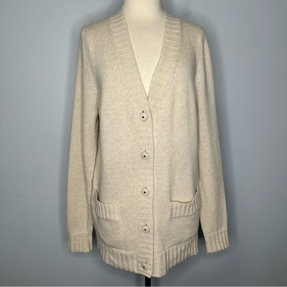 Goop The Label Women's 100% Virgin Wool V-Neck Cardigan In Ecru